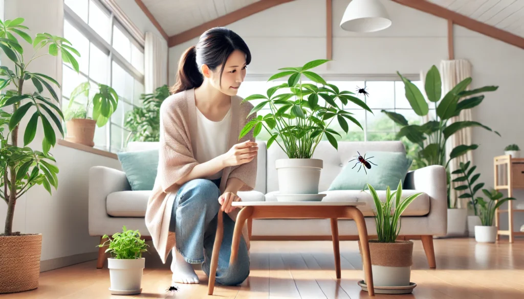 観葉植物に黒い小さい虫が飛ぶ原因と対策