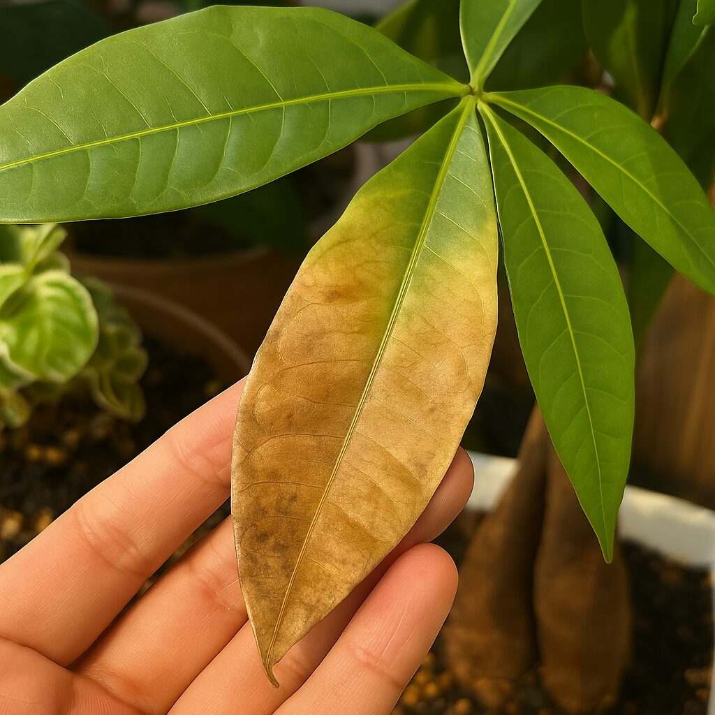 日光がパキラの葉に与える影響