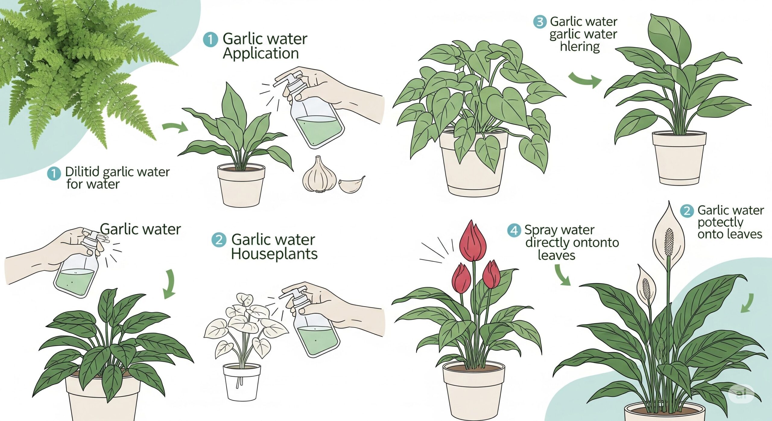 他の観葉植物へのニンニク水の応用