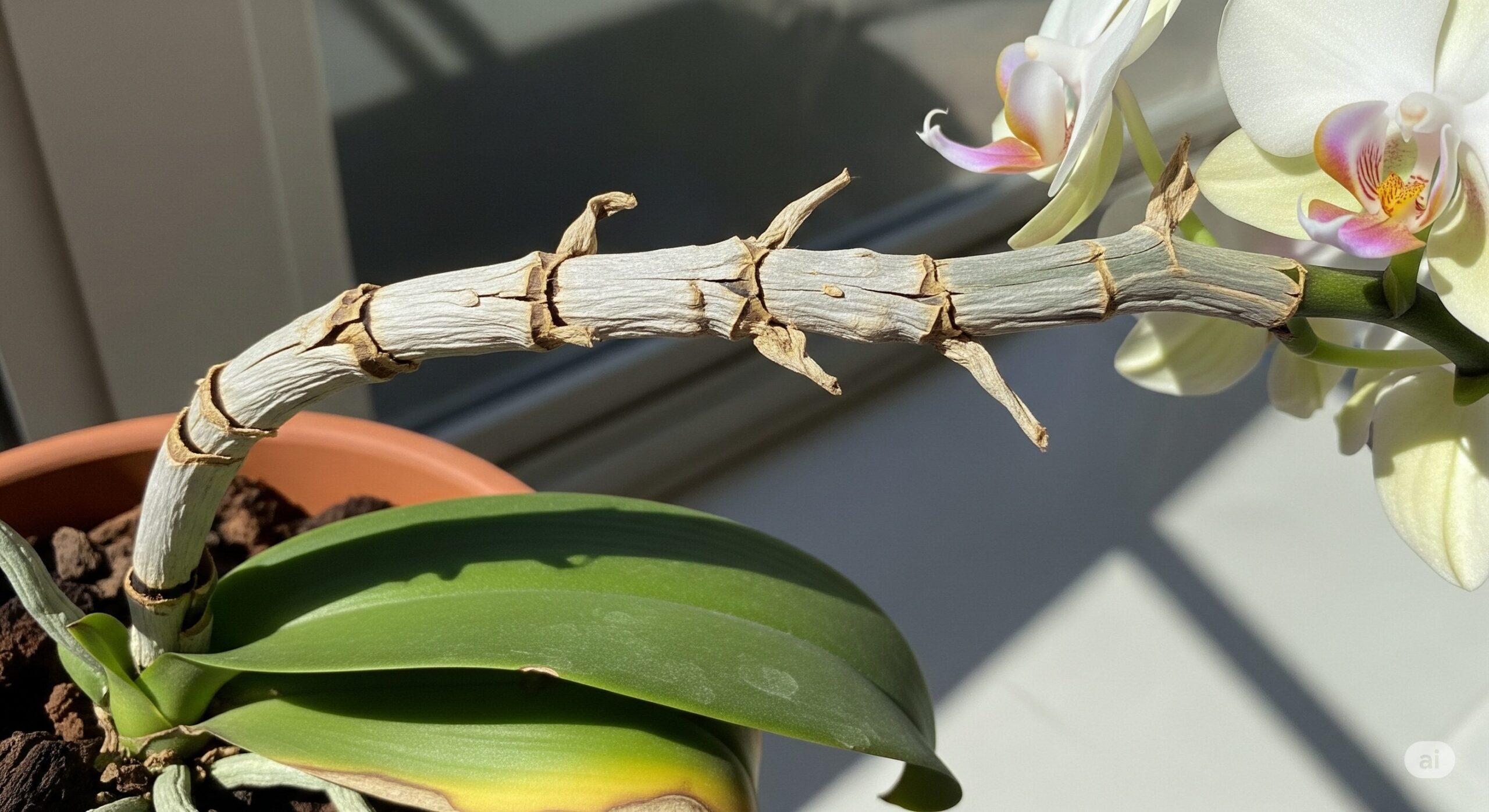 茎が白いのは葉焼けや乾燥の可能性