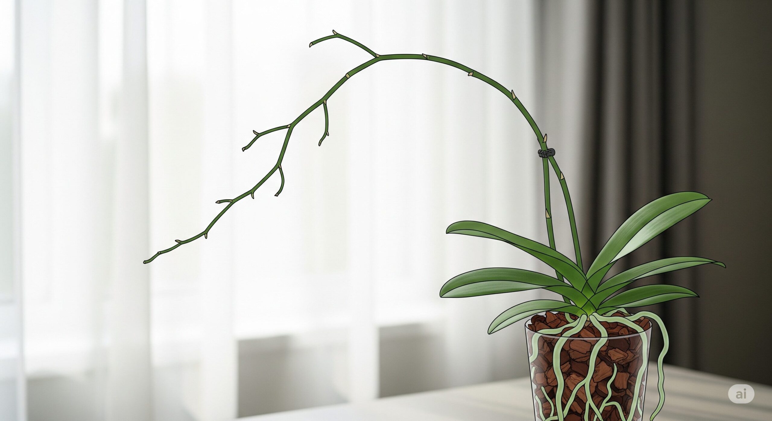 花が落ちて茎だけになった時の管理