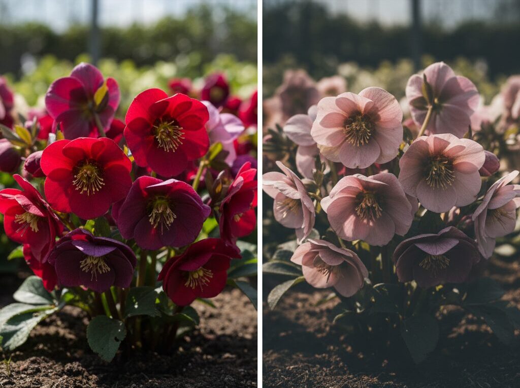 栽培環境の温度や日照量による色の違い