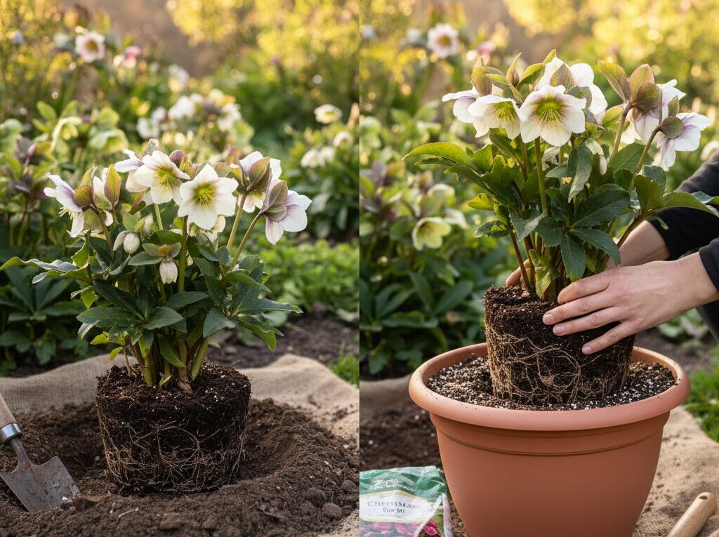 地植えから鉢植えへ植え替える場合