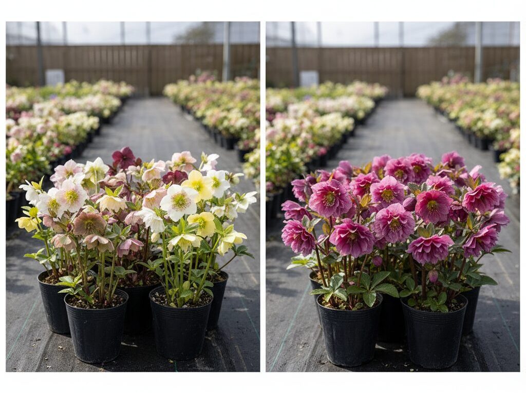 花の色が固定されない実生苗とメリクロン苗