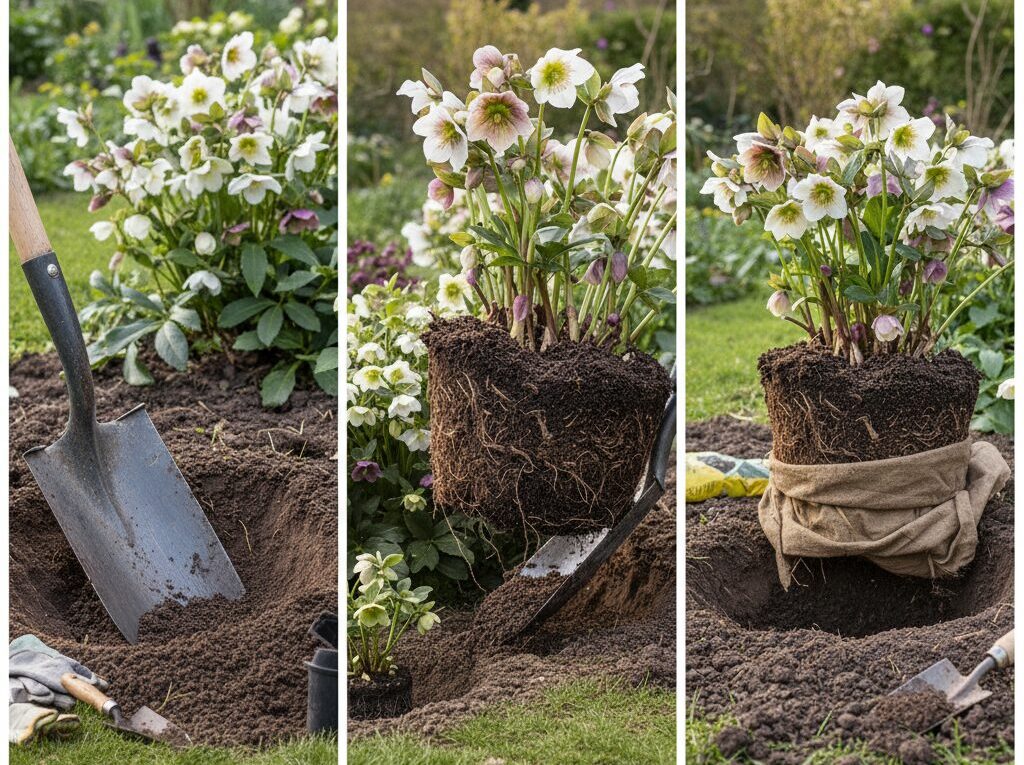 クリスマスローズの地植え移動の手順