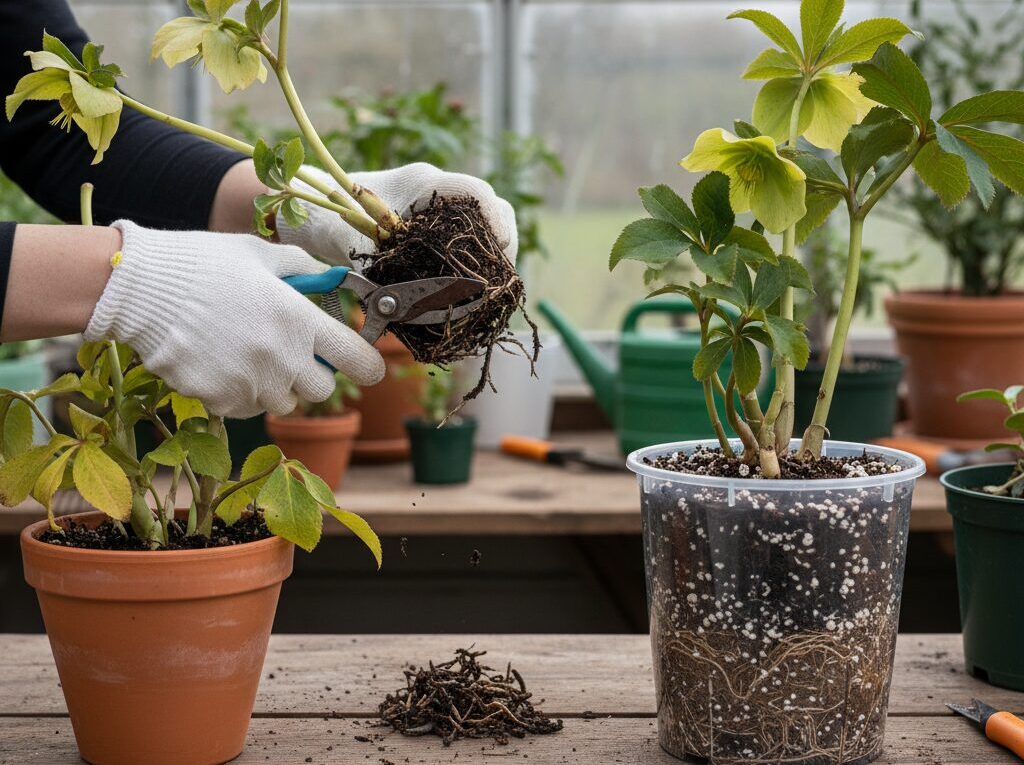 根腐れした株の植え替えと管理